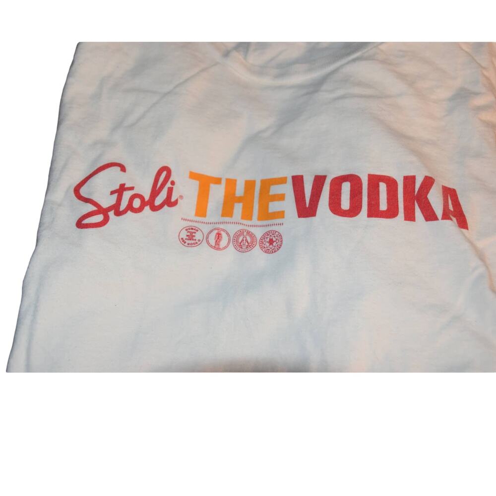 The Concert Tee, S/S Crew, White, Stoli Vodka, Mens XL, No Flaws